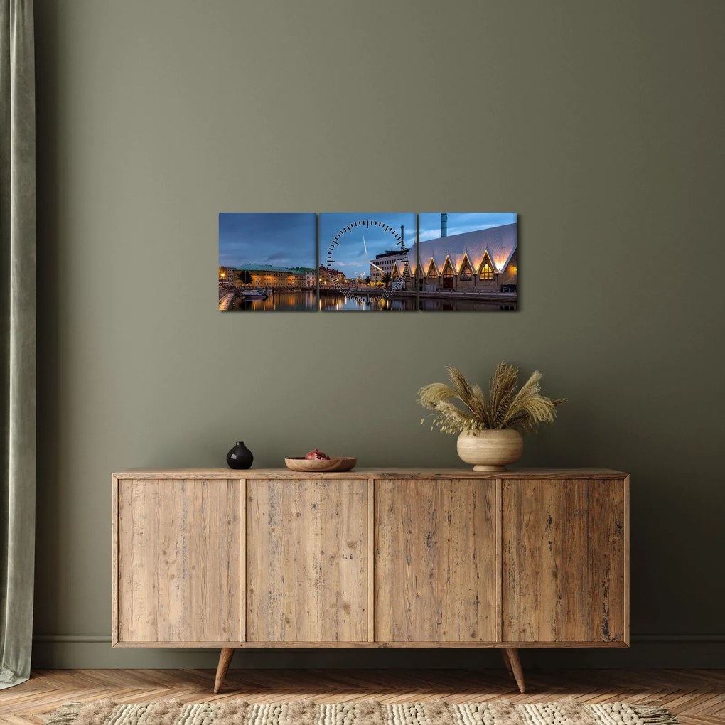 Vízcsatorna képe - Göteborg (órával) (90x30 cm)