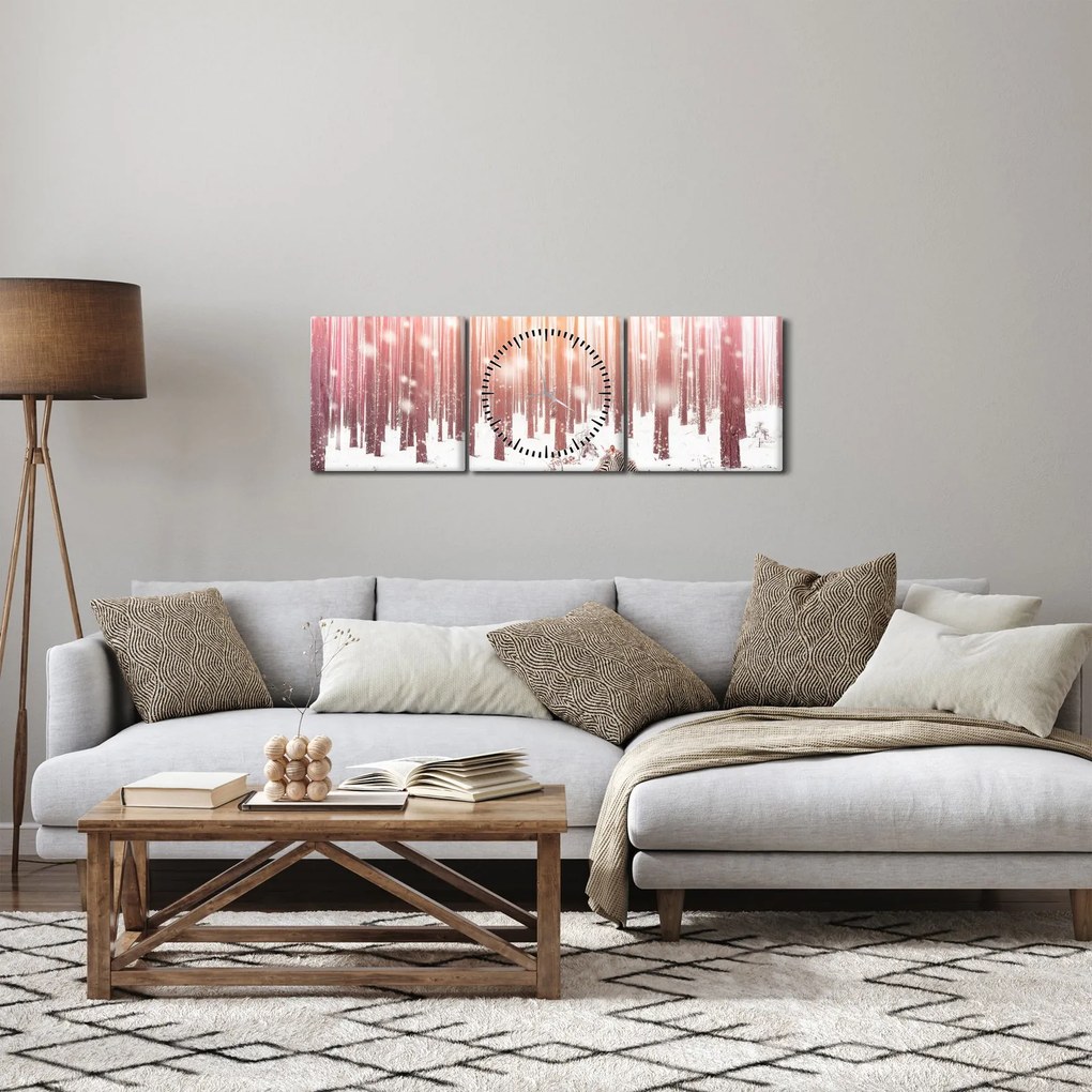 Kép - Zebra egy havas erdőben (órával) (90x30 cm)