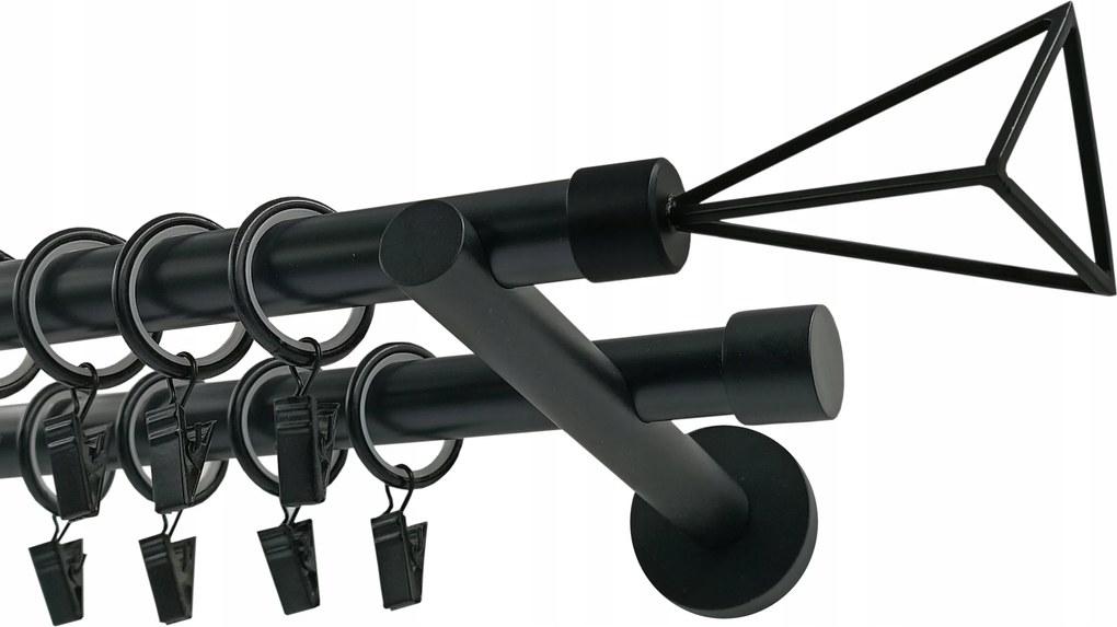 Dupla függönykarnis Fém 19+19mm Fekete Matt 280cm Geometric