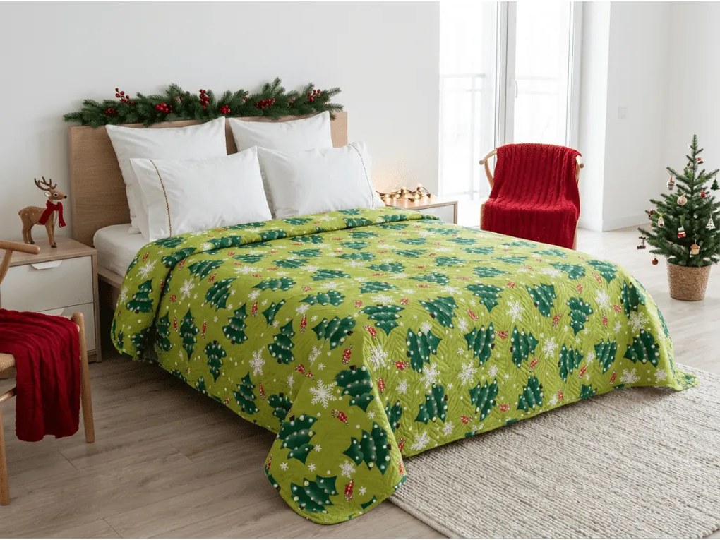 Ágytakaró CHRISTMAS TREE, zöld Méret: 170 x 210 cm