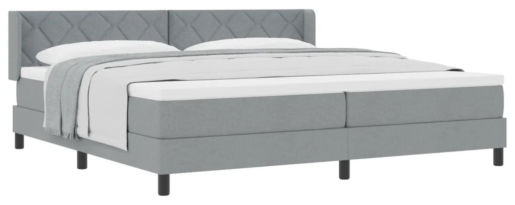 Boxspring Ágy Matrac Kíséretében, Világosszürke, 200x200 cm, Szövet