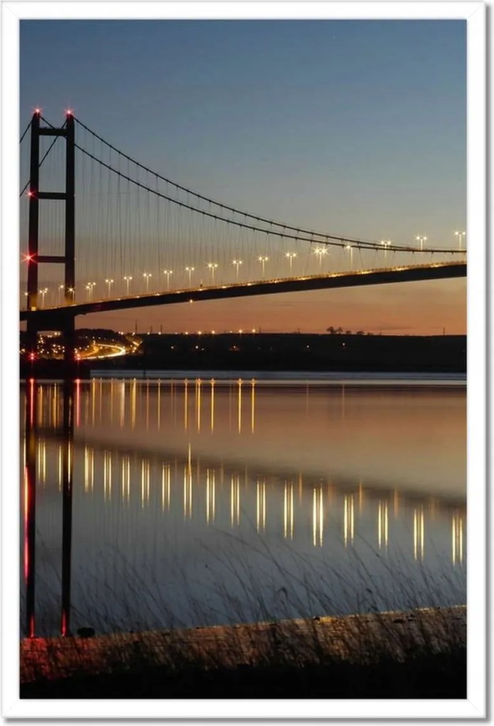 Poszterek keretben 40x60 Megvilágított függőhíd éjszaka