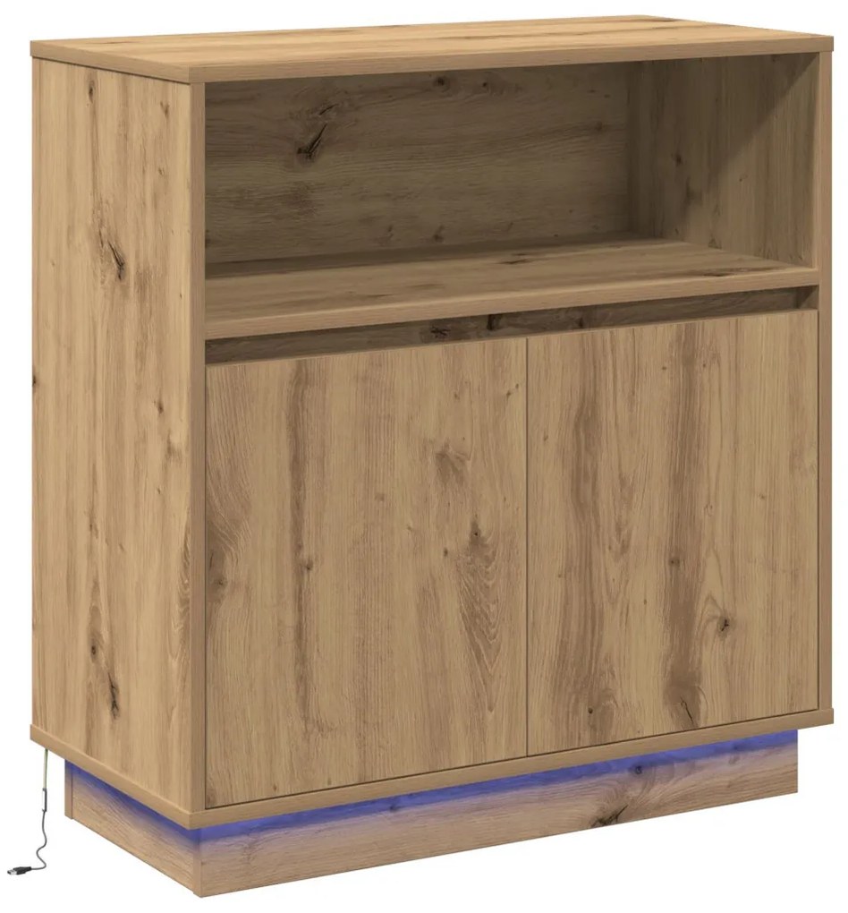 LED-es oldalbordó Artisan tölgy 71x34,5x75 cm Műszaki fa