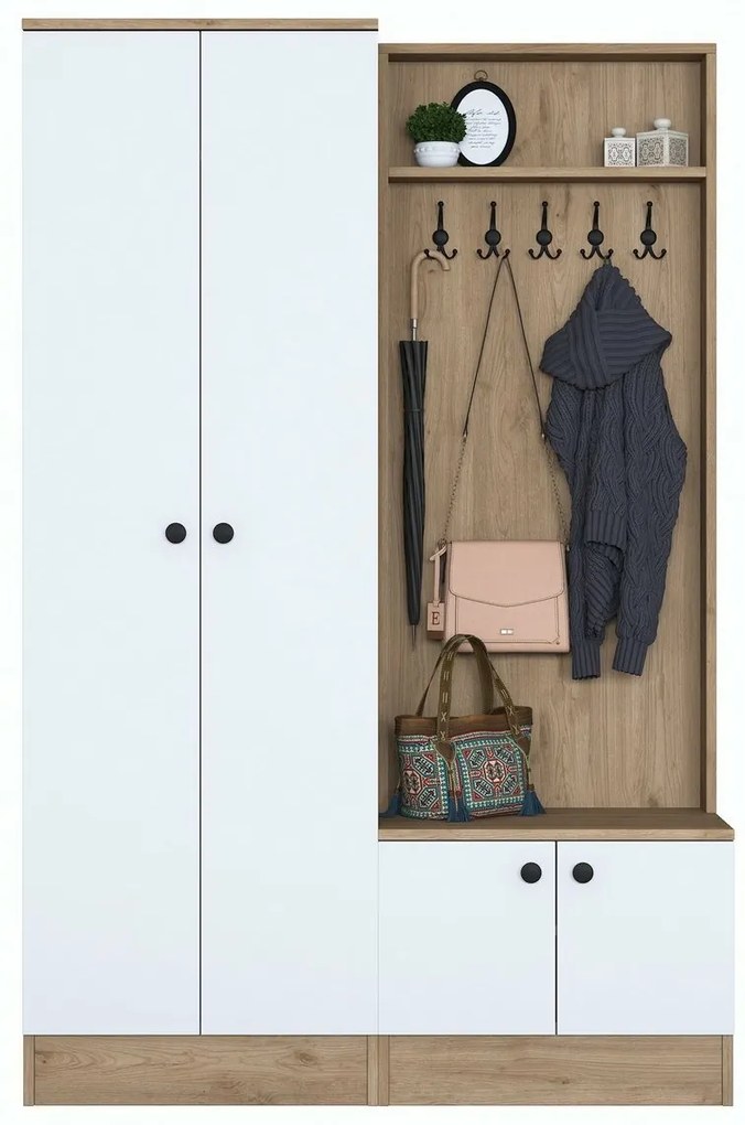 Előszoba szett Pone White and Walnut II