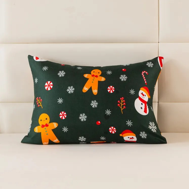 SNOWMAN AND GINGERBREAD 70x90 cm zöld mikroszálas párnahuzat