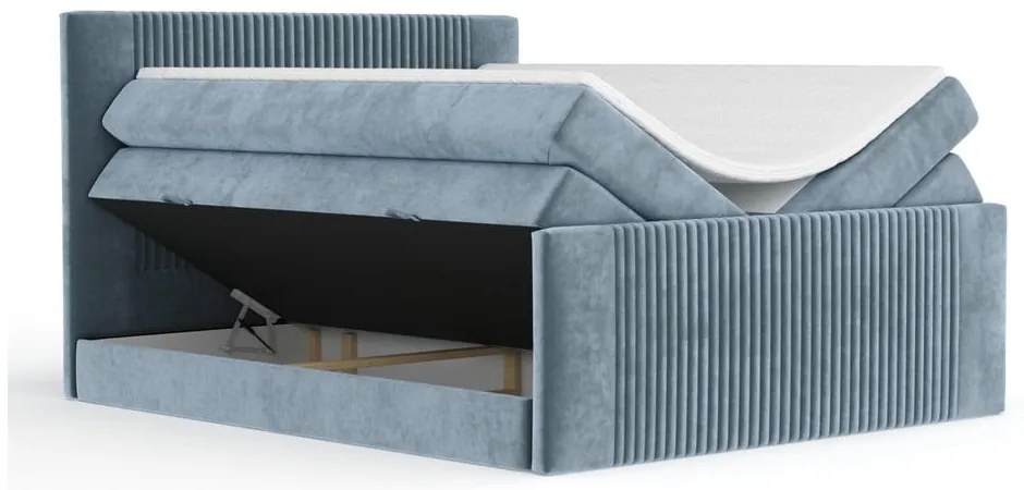 Kék ágyneműtartós boxspring ágy 180x200 cm Bergamo – Maison de Rêve
