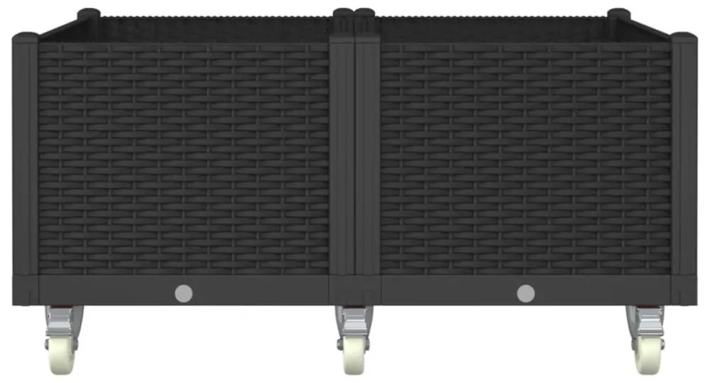 vidaXL fekete polipropilén rácsos kerekes ültetőláda 100 x 80 x 54 cm