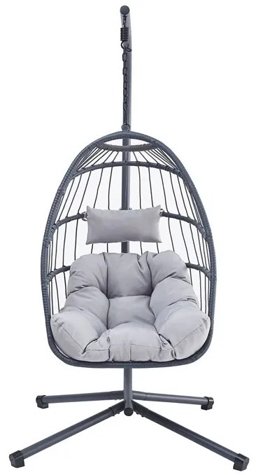 Szürke Függőszék Fémvázzal és Polyrattan Fonással. AZ-V1269 GREY
