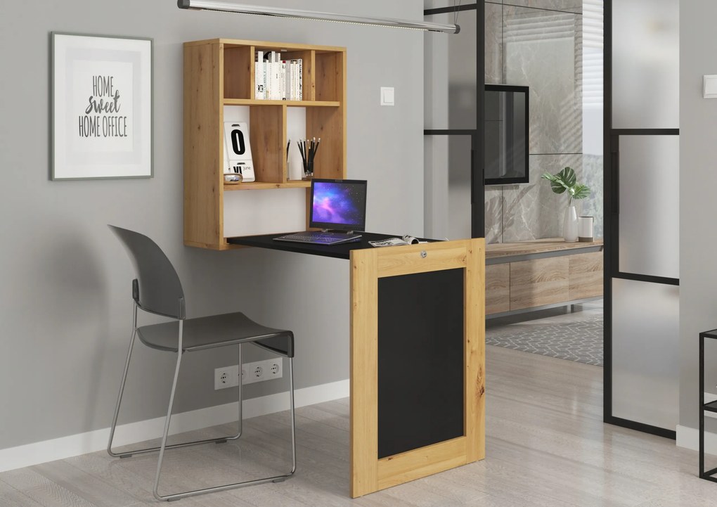 Összecsukható akasztós íróasztal Tilt 60 x 24 x 144,5 cm artisan tölgy/fekete matt