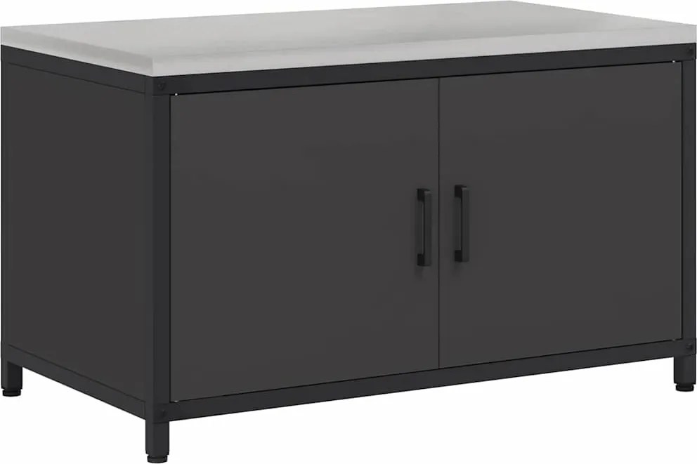 vidaXL Konyhai Tárolás polcokkal tárolóval Fekete 60 x 50 x 92 cm Acél