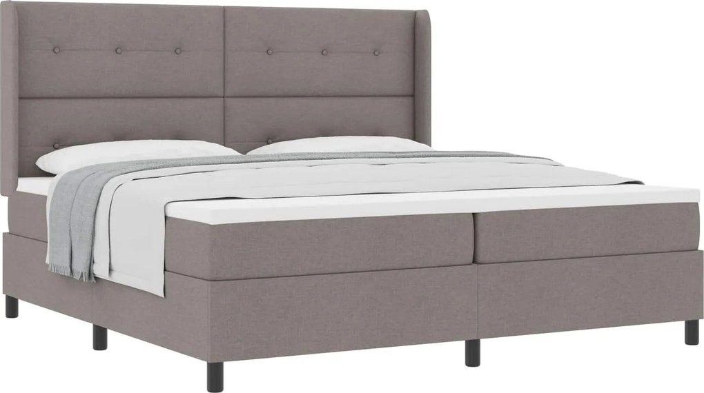 vidaXL Boxrugós ágy matracmal fejtámlával Tópszínű 200 x 200 cm szövet