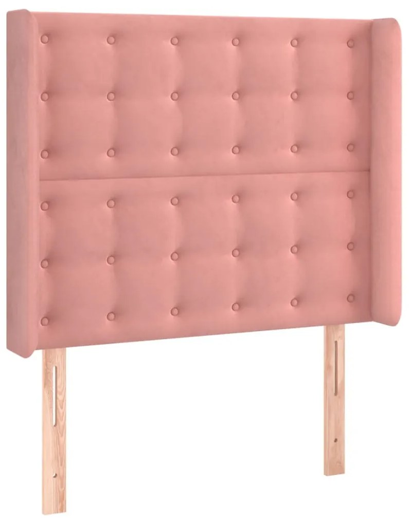 rózsaszín bársony LED-es fejtámla 93x16x118/128 cm