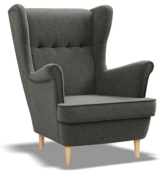 Uszak fotel, fonott, fekete