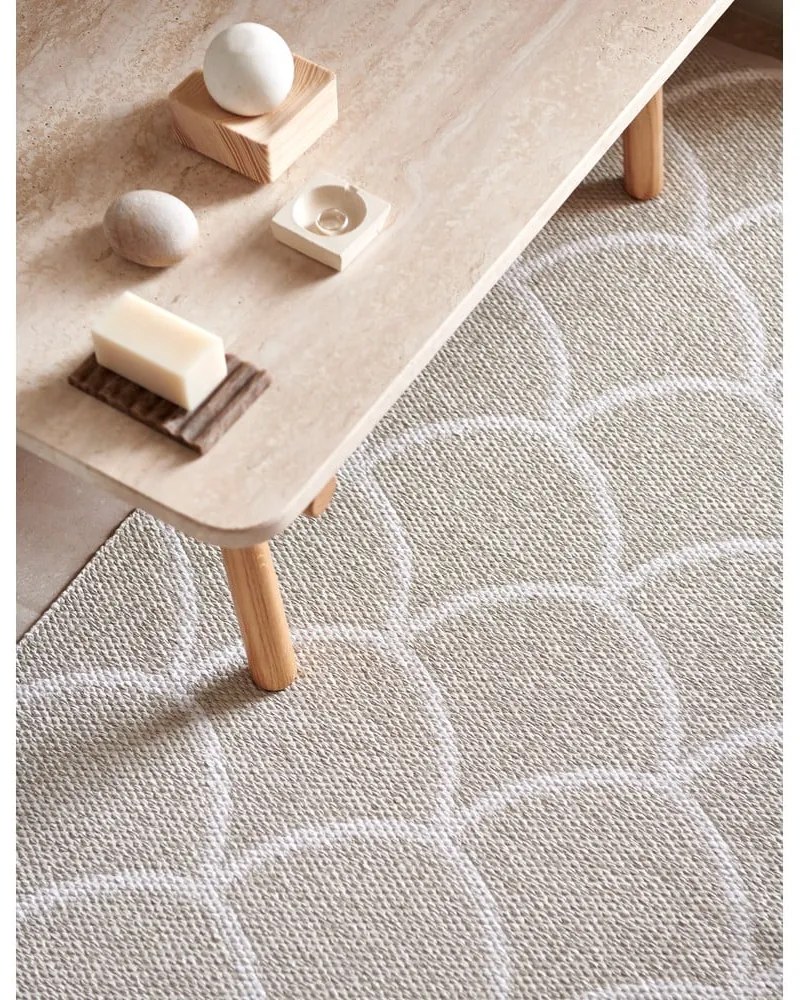 Krémszínű kültéri-beltéri szőnyeg 70x50 cm Kotte Linen – Pappelina