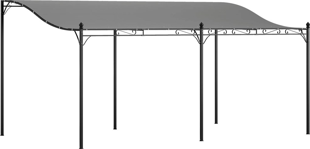 Outsunny Falra Támaszkodó Pergola Tetővel, Vízálló Napernyő, Önálló Kertpavilon, Terasz Árnyék 3x5x2.5 m Sötétszürke | Aosom