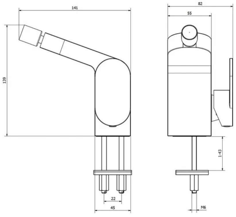 Bisk Futura, bidé csaptelep, króm, ERG-03005