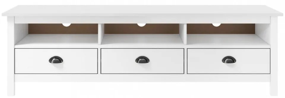 Hill fehér tömör fenyőfa TV-szekrény 158 x 40 x 47 cm