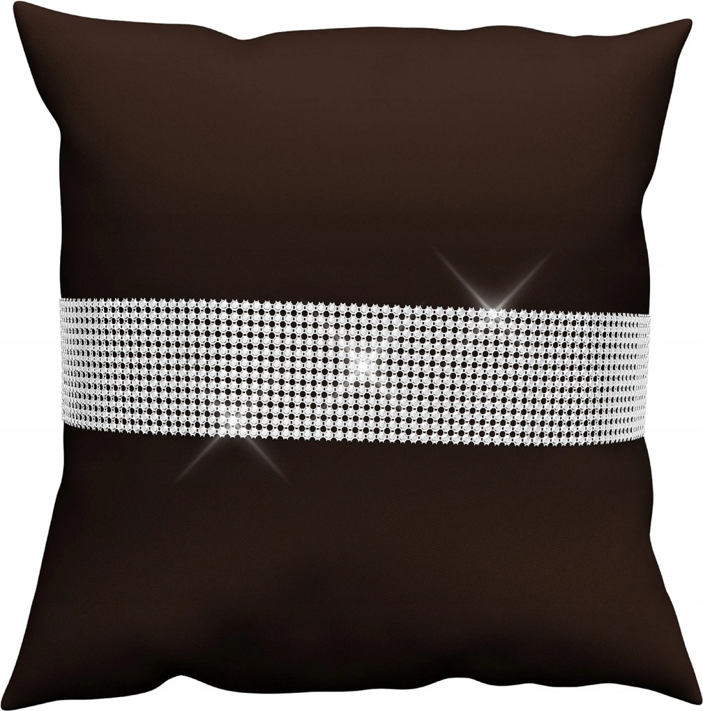 Cirkóniás díszpárnahuzat, sima, 50x50 cm Grafit színű, gyémánt hatású cirkónia kövekkel