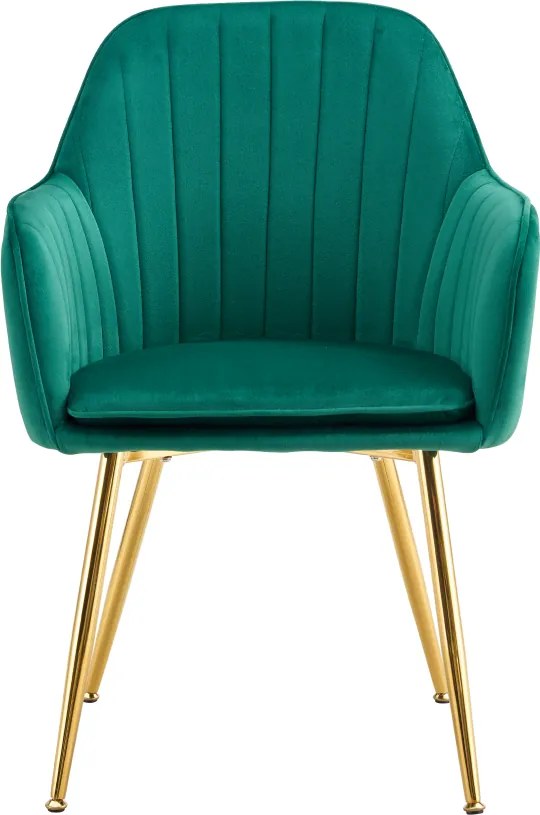 Dizájn fotel, smaragd Velvet szövet/gold króm-arany, ADLAM NEW