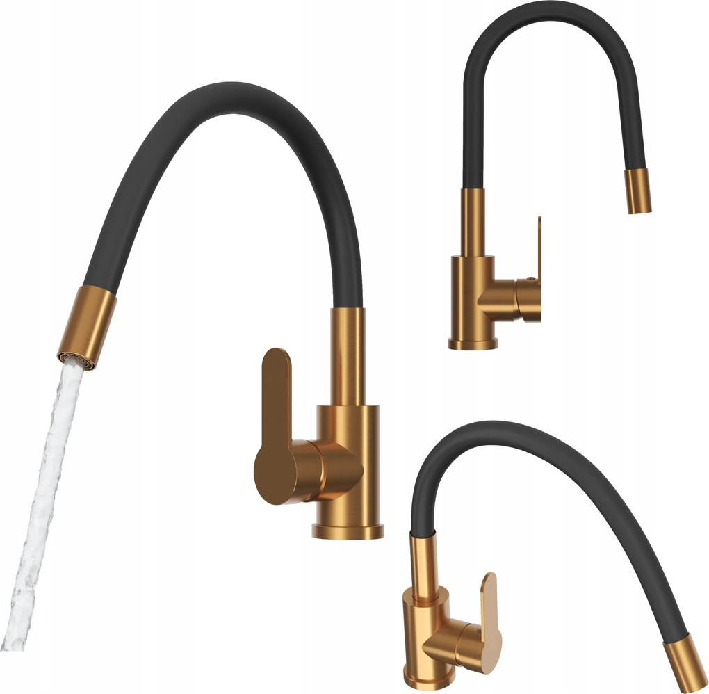 Konyhai csaptelep flexibilis rose brushed gold Grado Plus forgó perlátor