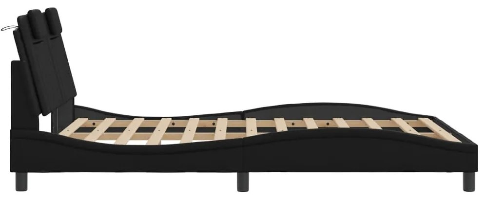 fekete műbőr ágykeret Viana matrac nélkül 140 x 190 cm