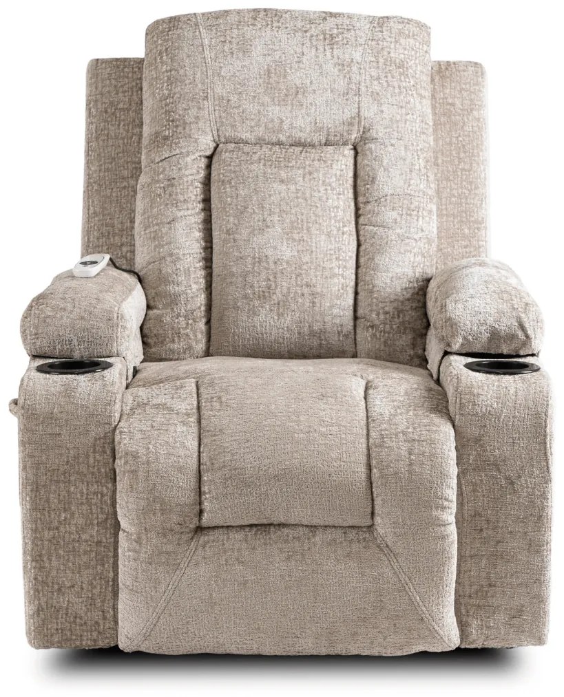 Elektromosan Vezérelhető Masszázsfunkciós Relaxfotel Bézs Szövet Kárpittal. BOX 2