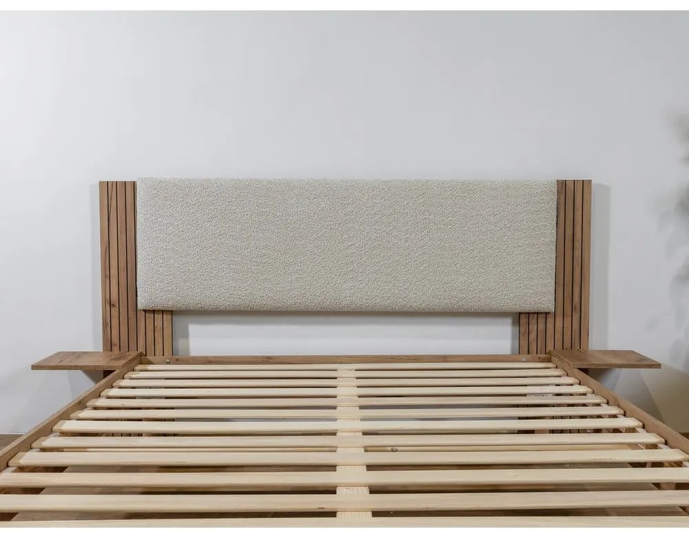 Bézs franciaágy ágyráccsal 140x190 cm Lior – Bobochic Paris