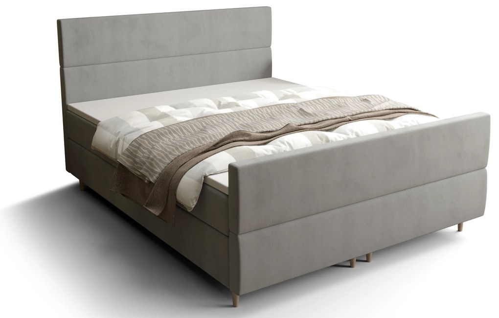 Franciaágy  Boxspring 140 cm Flu plus (szürke) (matraccal és tárolóhellyel). 1046574