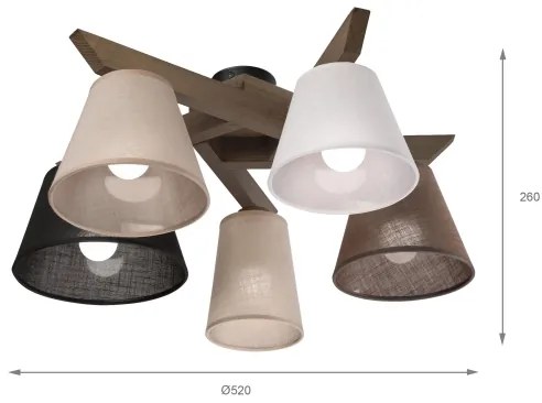 Brilagi - LED mennyezeti lámpa ANTHONY 5xE14/40W/230V tölgy-dió