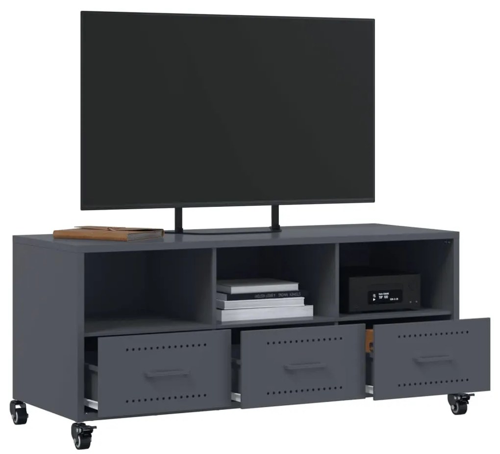 antracitszürke acél TV-szekrény 100,5 x 39 x 43,5 cm