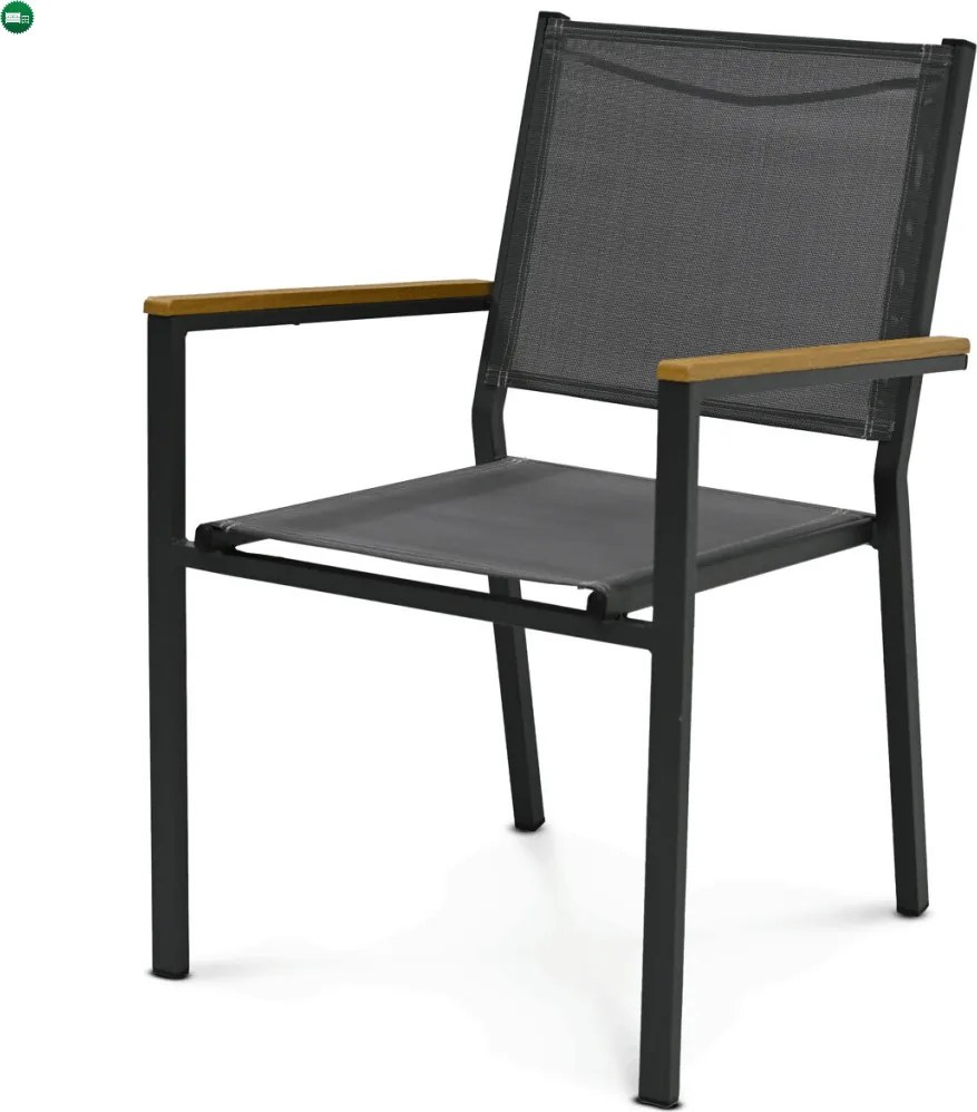 Zahradní židle, kov, síťovina, šedá, AZC-L1303 GREY