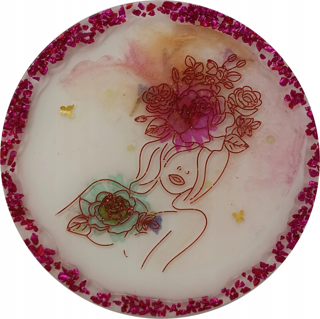 Gyertyatartó állvány Gyanta Handmade fehér mintás 3