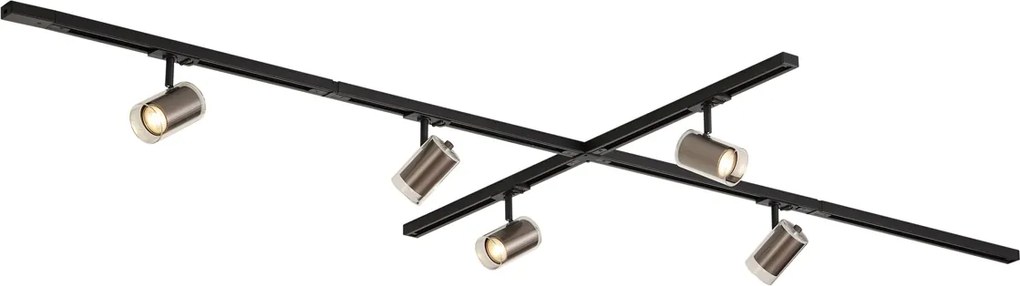 Modern railsysteem zwart met 5 spots gunmetal 1-fase - Iconic Lloyd