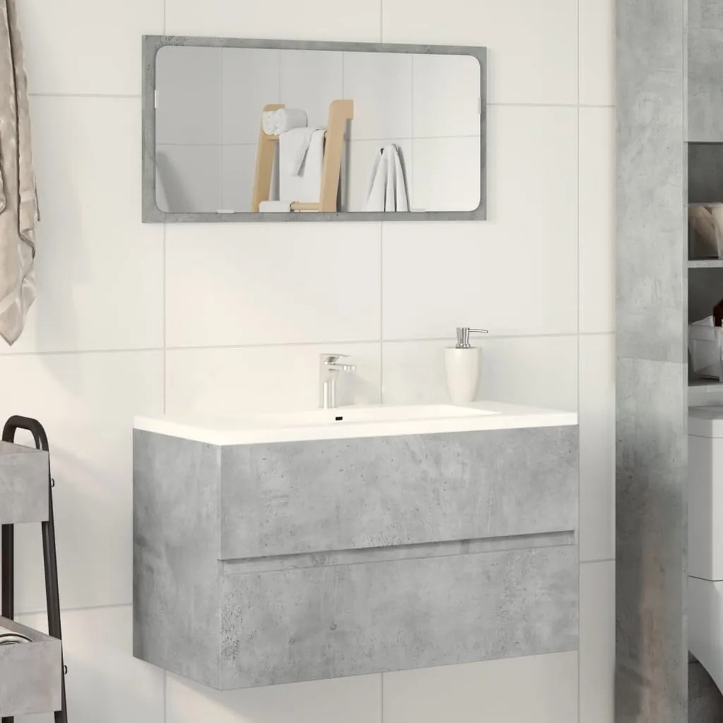 Betonszürke szerelt fa függő fürdőszobaszekrény 80x38,5x45 cm