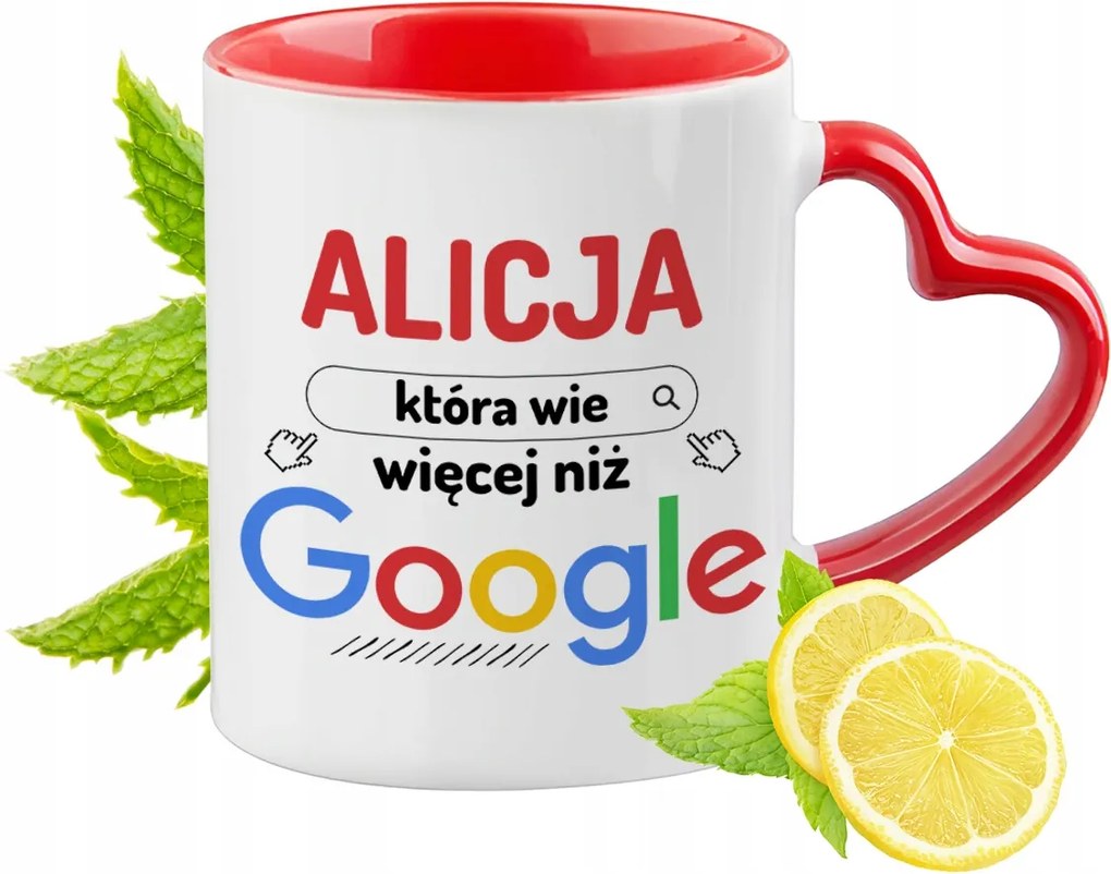 Alice Piros bögre szív alakú füllel Ajándék