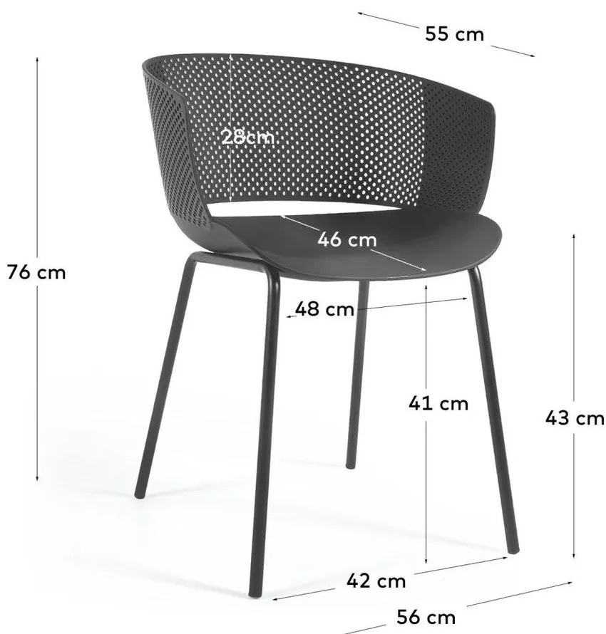 Fekete étkezőszék szett 4 db-os Yeray – Kave Home