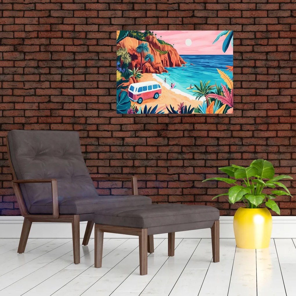 Kép - Lakóautó az óceánnál (70x50 cm)