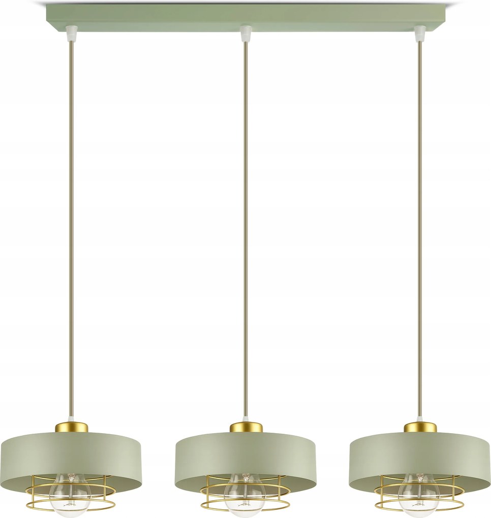 Nagy Mennyezeti Lámpa Függő Csillár Zsálya, Zöld 3xE27 Led 760-BZ3-SLW