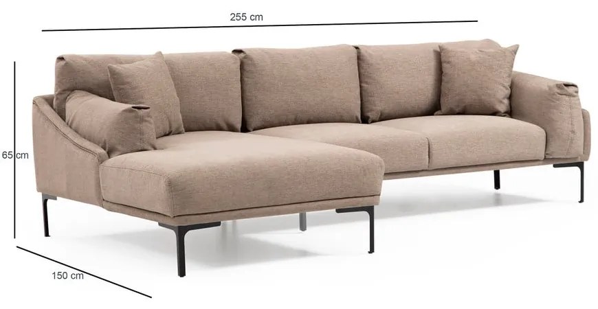 Leo bézs sarokkanapé, bal oldali - Artie