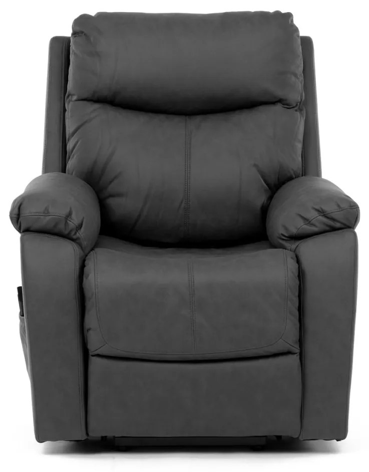Fotoliu TV si Relax, electric, 3 motoare, stofa gri cu decor piele periata TV-5874
