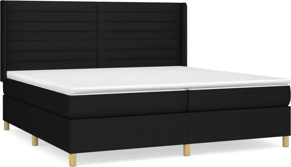 vidaXL fekete szövet rugós ágy matraccal 200 x 200 cm