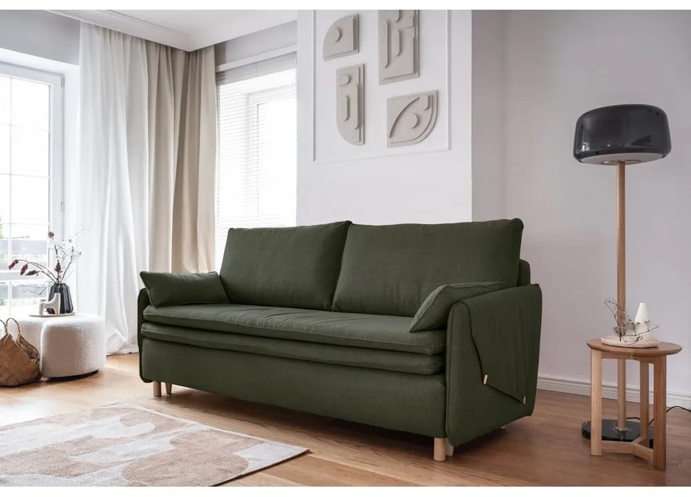 Zöld kinyitható kanapé 207 cm Simon – Miuform