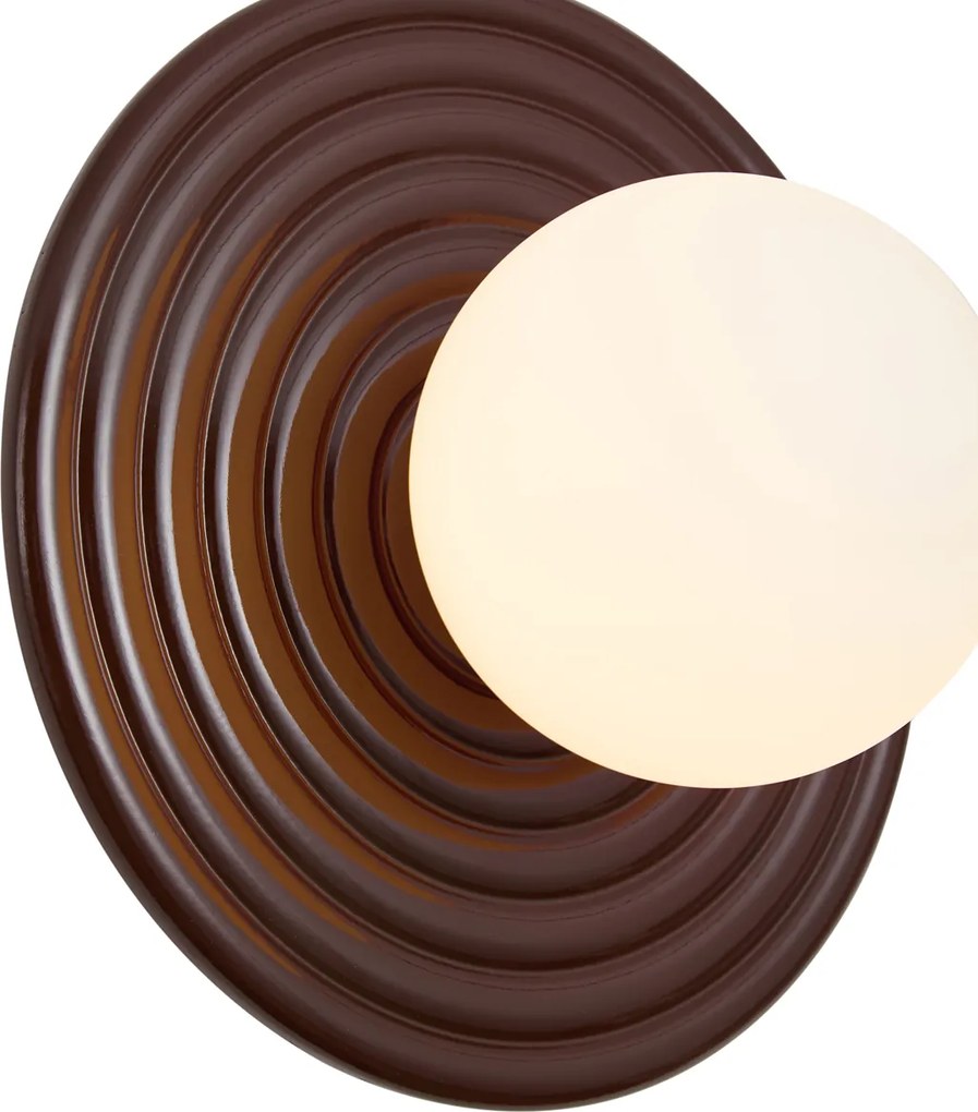 Retro fali lámpa barna opálüveggel, kerek 20 cm IP44 - Lila