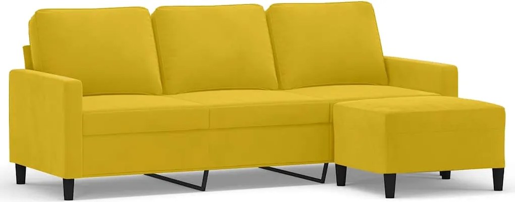 vidaXL 3 személyes sárga bársonykanapé lábtartóval 180 cm