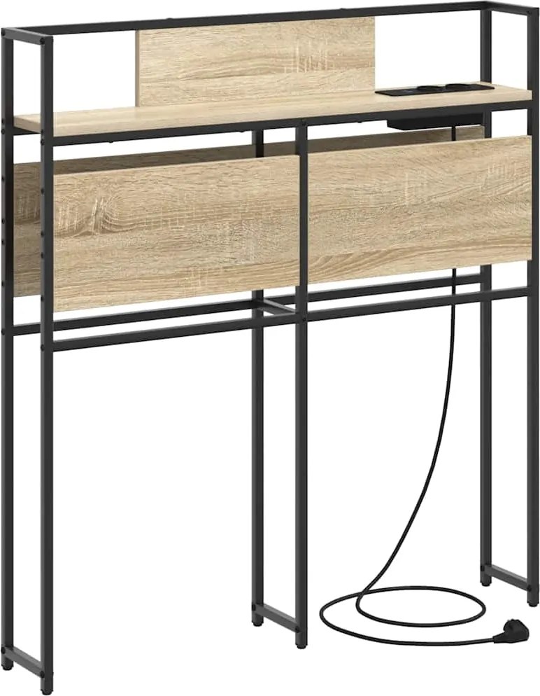 vidaXL Tároló fejtámla polcokkal tárolóval sonoma tölgy 75 cm Faanyag