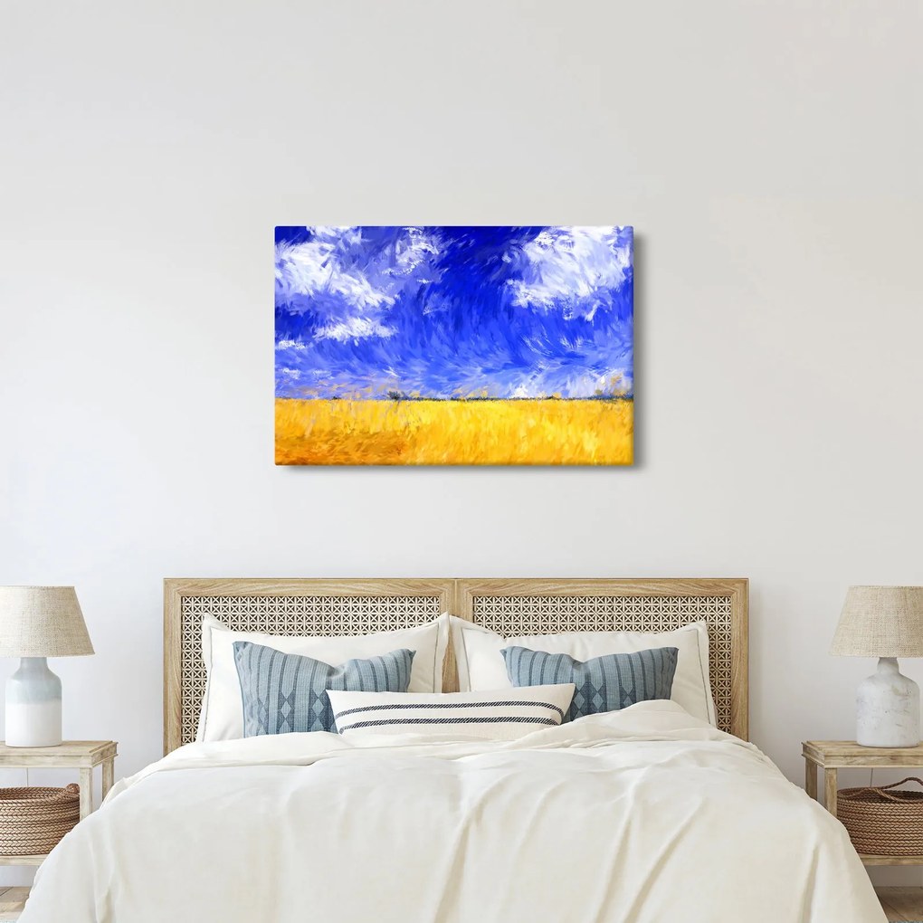Kép - olajfestmény, arany mező (90x60 cm)