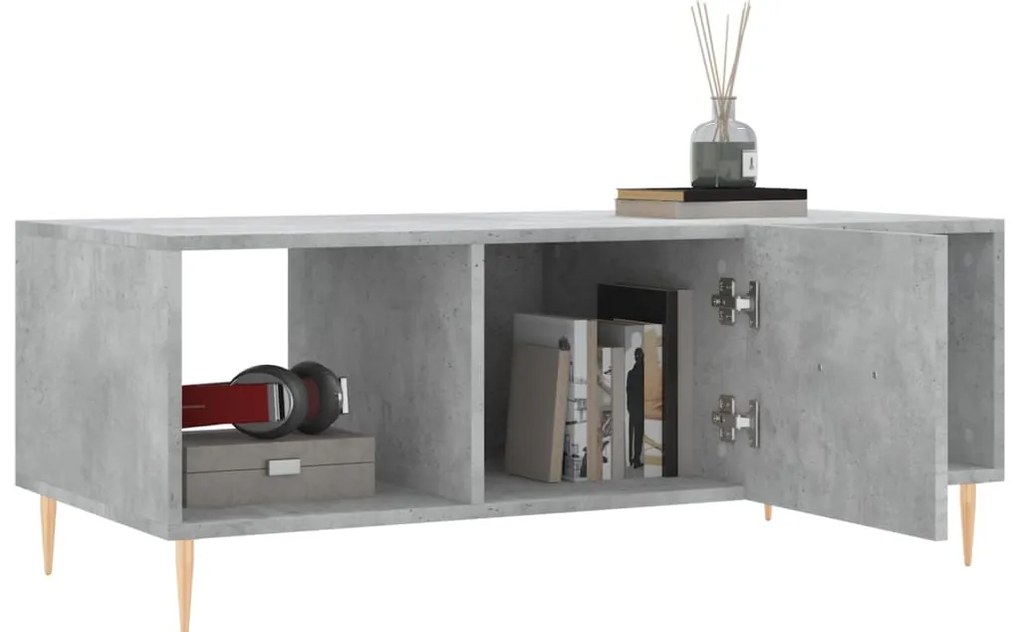 Betonszürke szerelt fa dohányzóasztal 102 x 50 x 40 cm