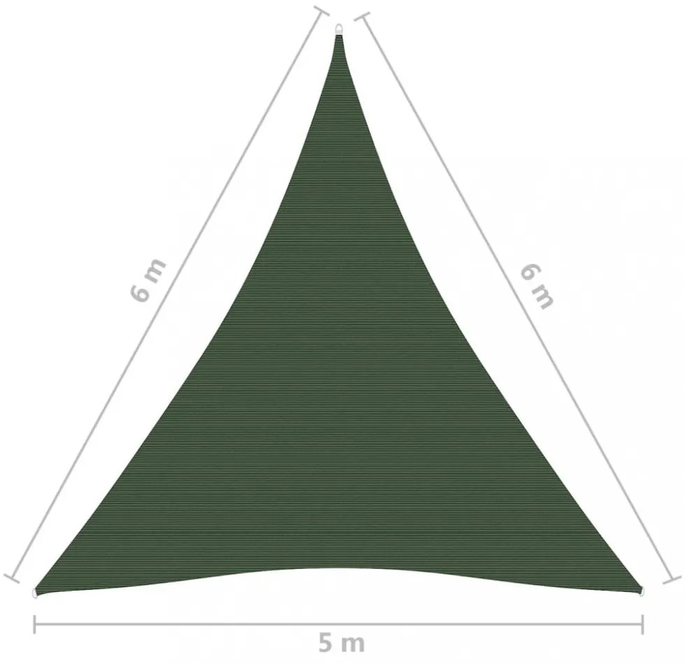 sötétzöld HDPE napvitorla 160 g/m² 5 x 6 x 6 m