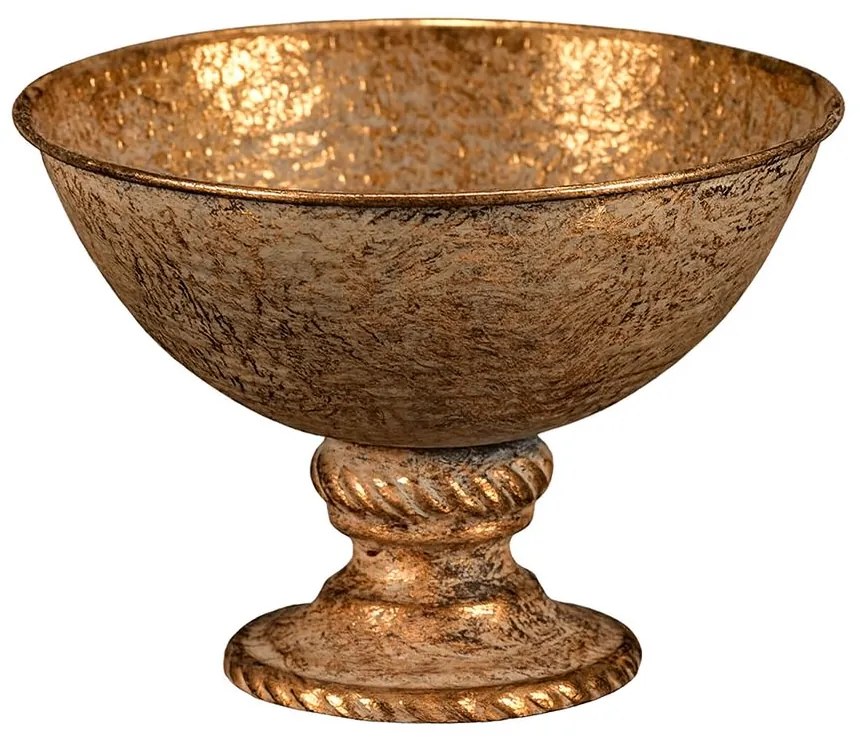 Széles fém kehely, arany, 18 x 18 x 13 cm