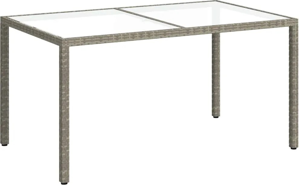 vidaXL szürke polyrattan és edzett üveg kerti asztal 150 x 90 x 75 cm
